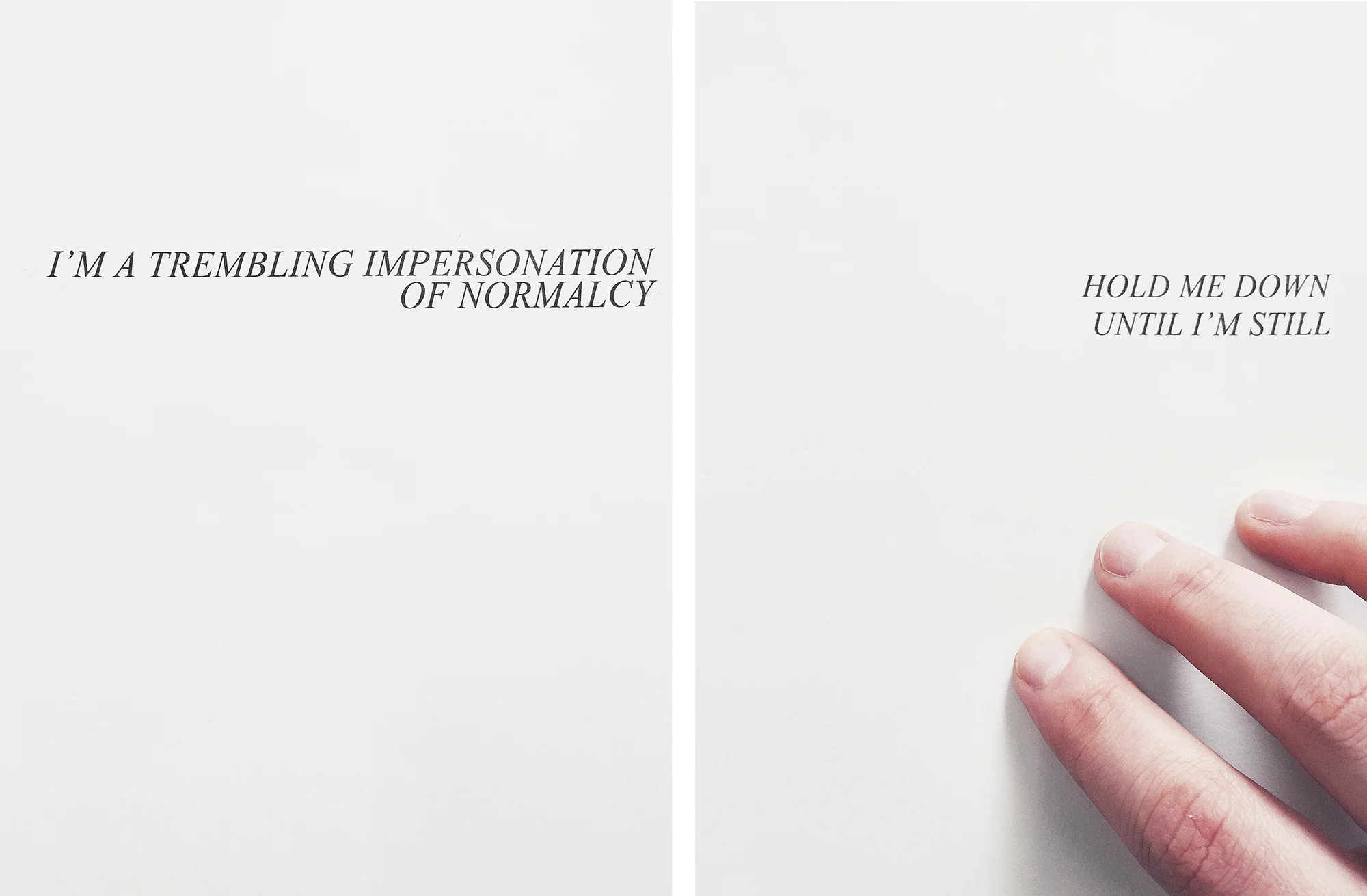 Julia Martin, Trembling, DAYS ENDING IN WHY (2015); book work, 9x12", unbound