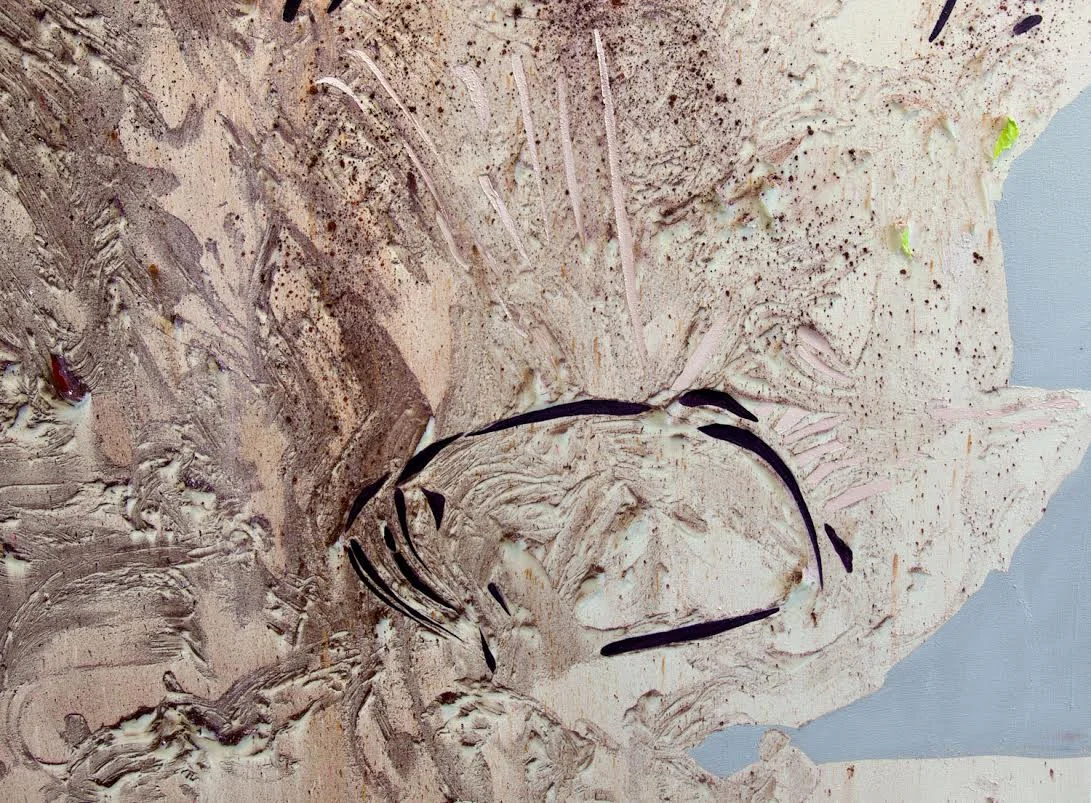 Pink Lake Mica III (detail) Cold Wax Medium, Oil, and Raw Pigments on Canvas, 8x5 feet, 2016