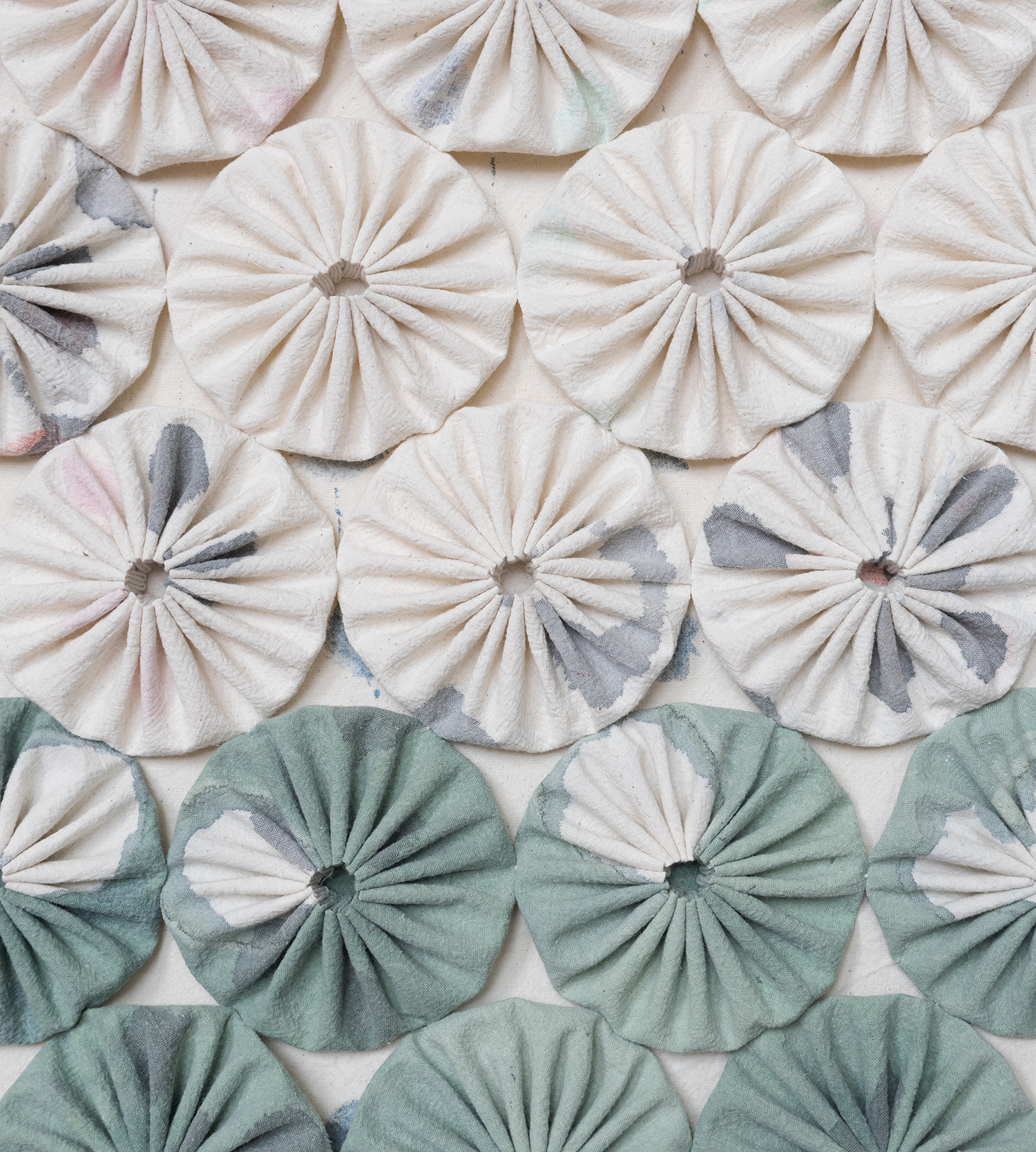 Peacemaker, 2017 (detail) Laundered and quilted painting on muslin 60 x 36 inches (152 x 91 cm)