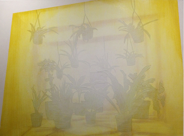 David Kaarsemaker, View 2, Oil, wax, and spray-paint on canvas. 48" x 64". 2016
