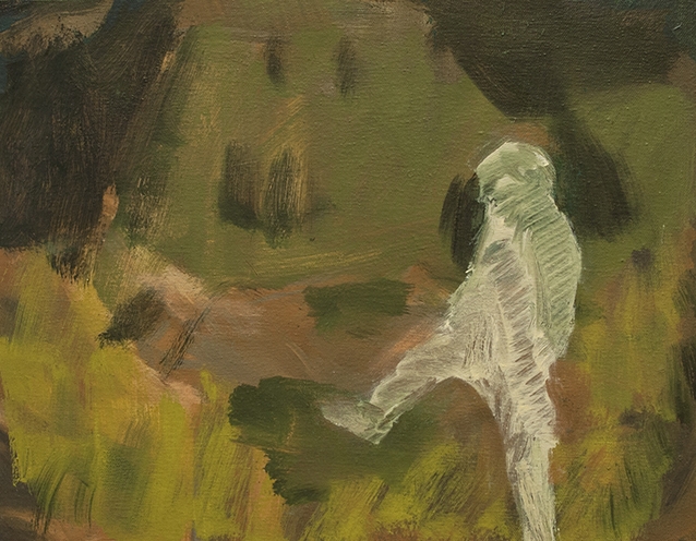 Stanzie Tooth, High Stepping (2015); oil on canvas over panel, 11 x 14 inches