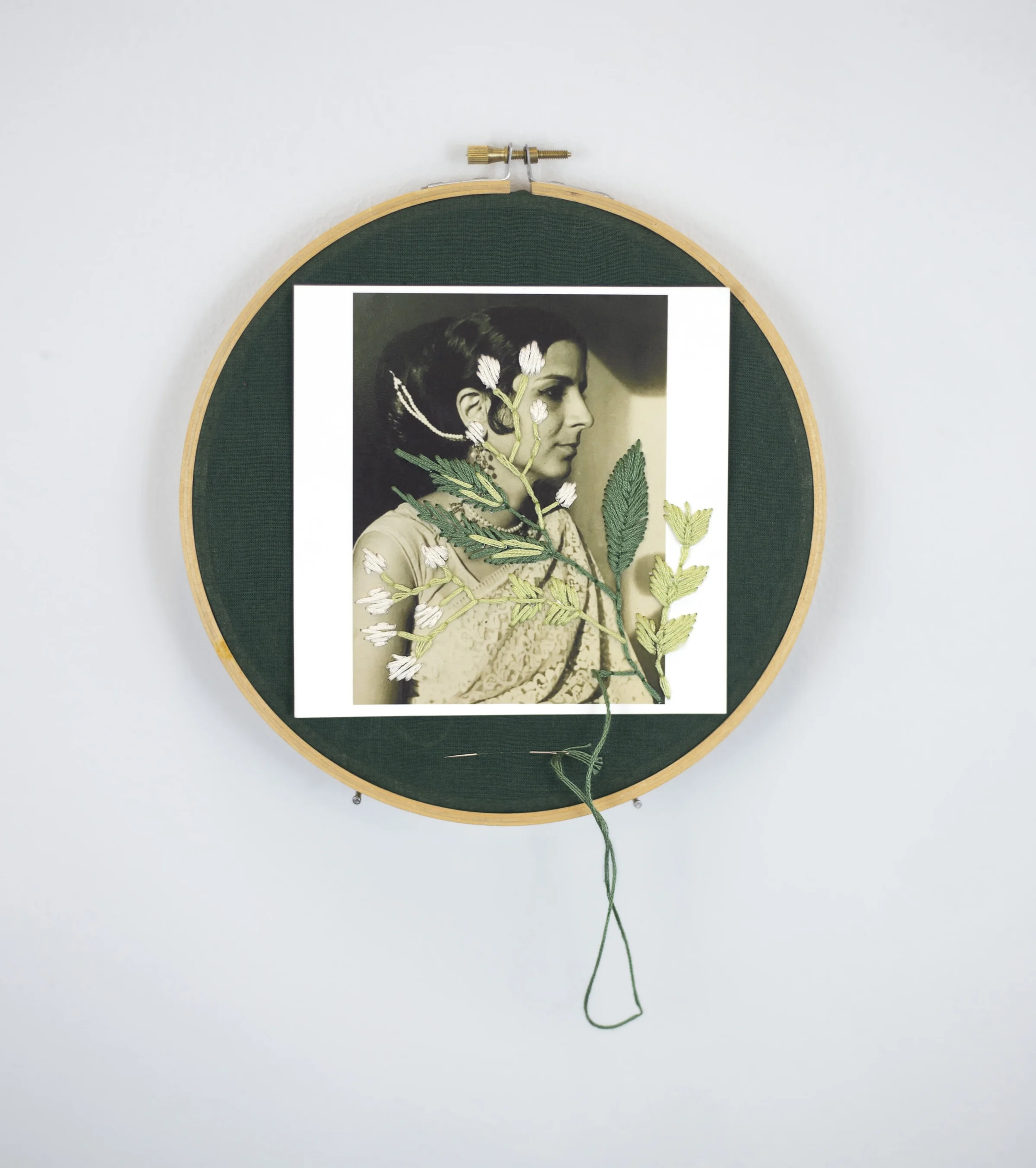 Shafa, Embroidery on inkjet print, 8 x 8 inches, 2018.