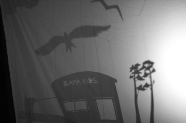 A scene from the shadow puppet show we created with the BAMA Kids on our first trip in March 2012.