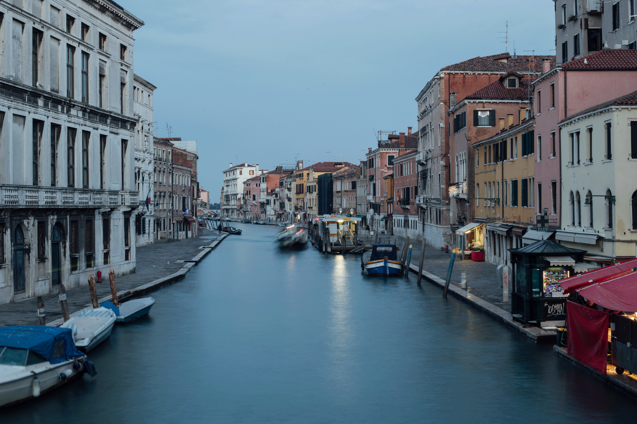 Shooting long exposures in Venice I attempted to get this boat in numerous degrees of motion and blur. 