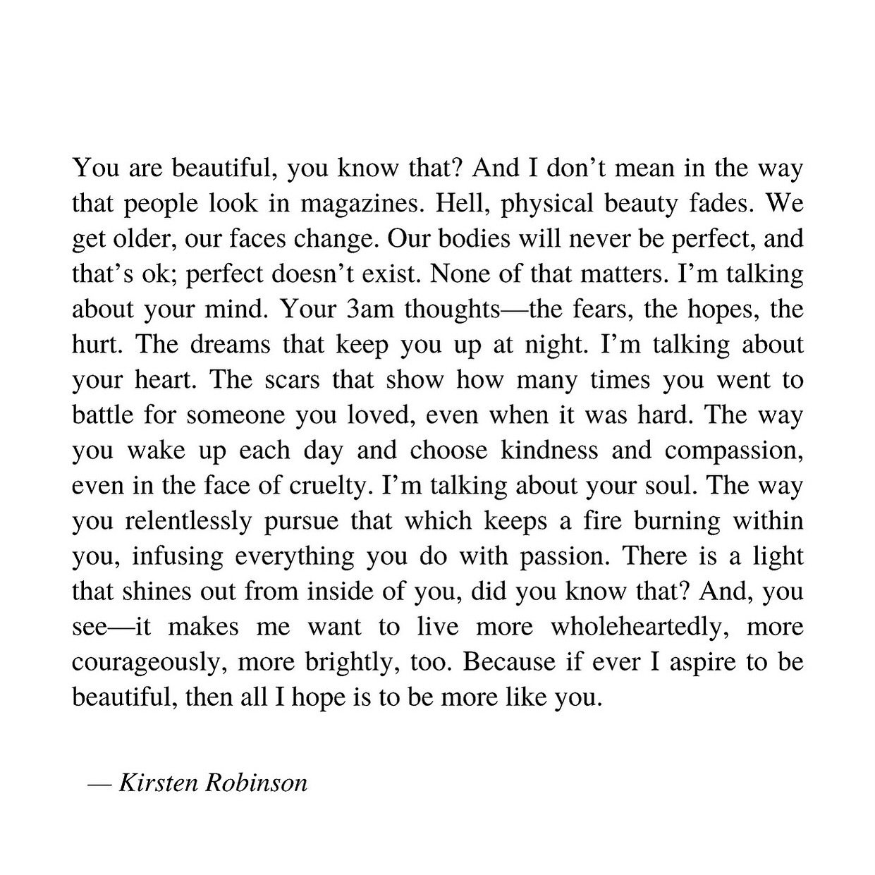 You are beautiful&hellip; do you know that? 🤍

Sending all of my love to you beautiful souls, may you never forget your magic.
X, Kirsten

@nakedwriting
#nakedwriting