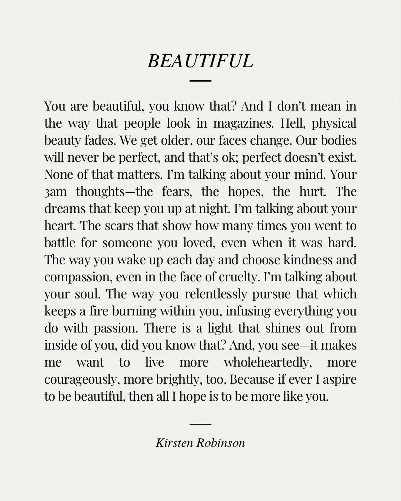 You make me want to live more wholeheartedly, more courageously, more brightly, too. 🖤

Xx, K

〰️

#quotes #quotesdaily #quoteoftheday #quotesaboutlife #inspirationalquotes #healingquotes #selflovequotes #lovenotes #lovequotes #souljourney #beauty #