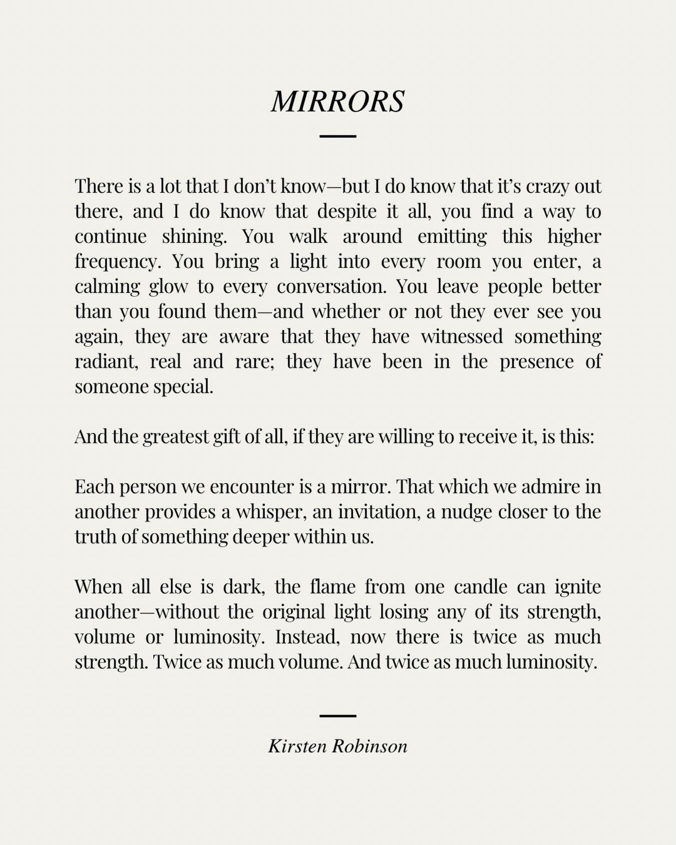 Keep sharing your light. 🤍

Thank you for being you. Sending lots of love your way.
Xx, K