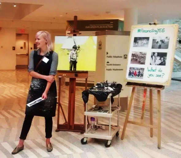 Jennie is set up with her easel at Treaty 6 Recognition Day