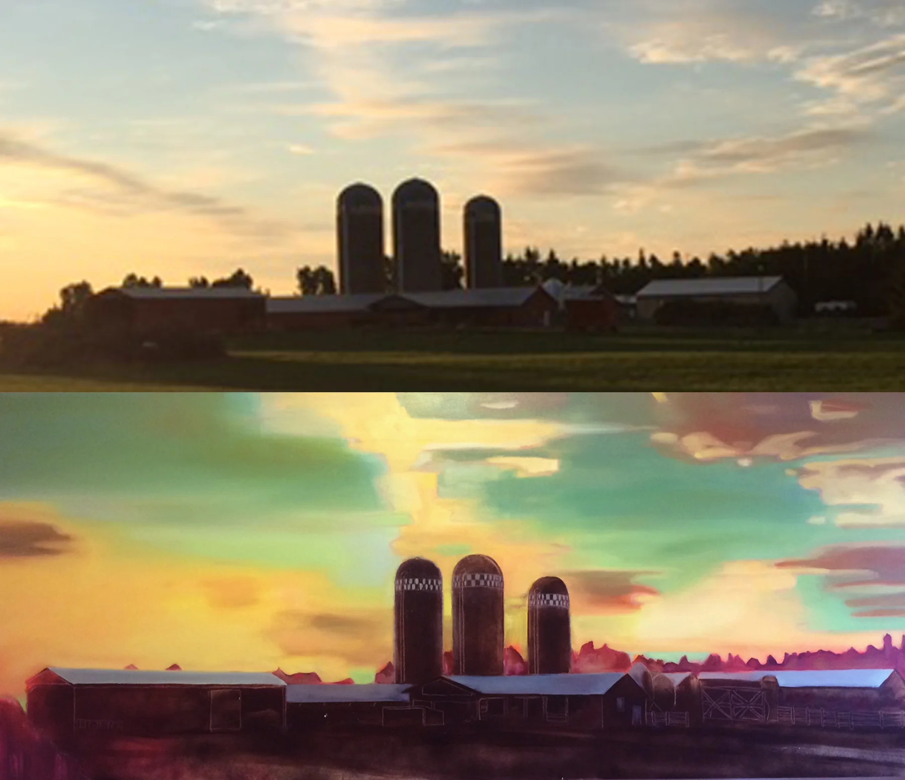 7' landscape of a client's farm.....colour and form abstracted just a bit