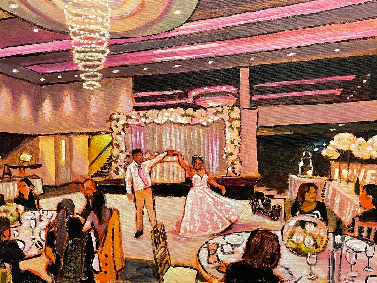 My first wedding of 2023 was lovely. I was challenged by pink neon lighting that washed over the entire room, but I think it gave the painting a really interesting vibe. The couple was very fun, so I&rsquo;m glad I caught this dynamic pose during the
