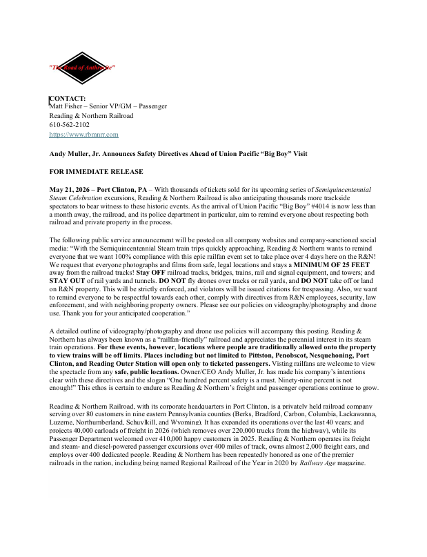 Semiquincentennial Safety Press Release