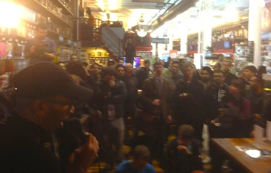 The view of the crowd before my presentation, with Rock and Roll Hall of Famer Hank Shocklee on the left