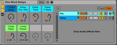 One Word Delay Ableton Live Audio Effect Rack, available on DJTechTools.com