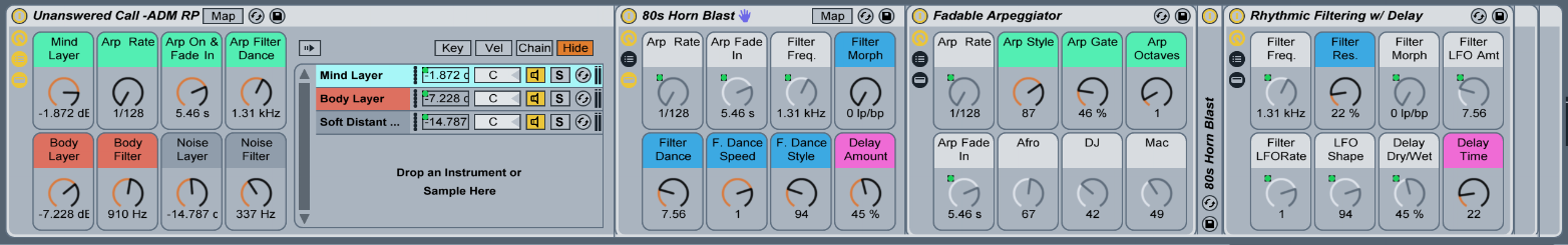 One of the 78 Instrument Rack Presets included with the Rhythmic Pads Ableton Live Pack
