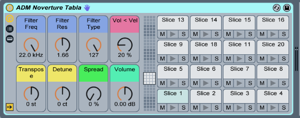 Tabla instrument created from a Noverture Vol. 3 loop