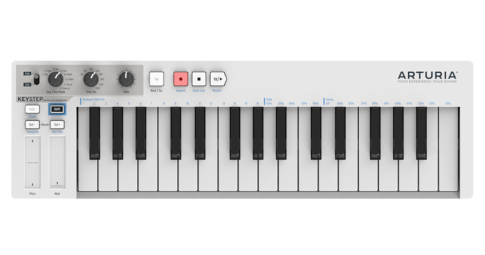 The Arturia Keystep, packed with an arpeggiator,sequencer, and loads of connectivity.