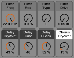 Controls for Filters, Delay, and Chorus