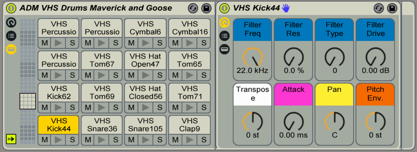 21 Unique Drum Racks, ready to play, and each sound can be customized with the Macro Controls.