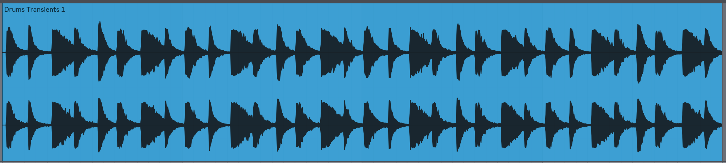 Our drum loop with Transients set to +1. Notice that each hit has more body and takes longer to decay.
