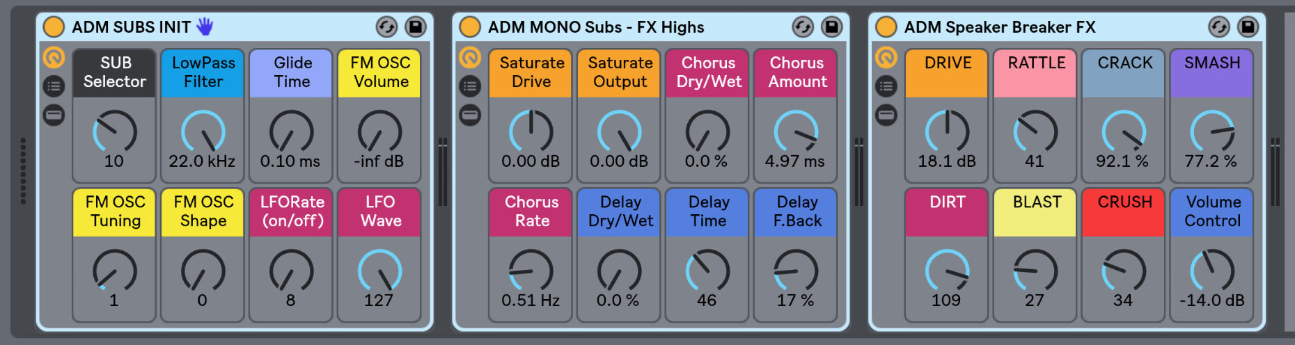 SUBS Instrument Rack and Bass Audio Effect Racks