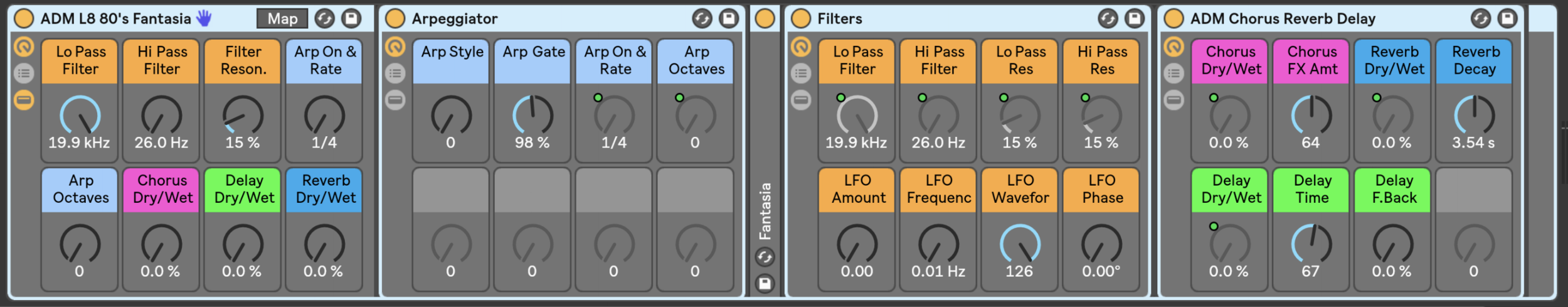 LATE 80’s DIGITAL in Ableton’s Instrument Racks, complete with effects and Macro Controls.