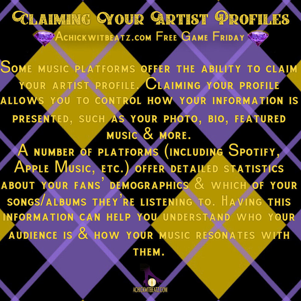 Free Game Friday: Claiming Your Artist Profiles