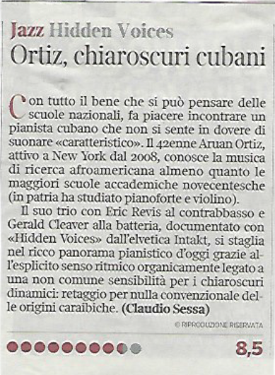 Hidden Voices Scored 8.5 out of 10 at Corriere della Sera