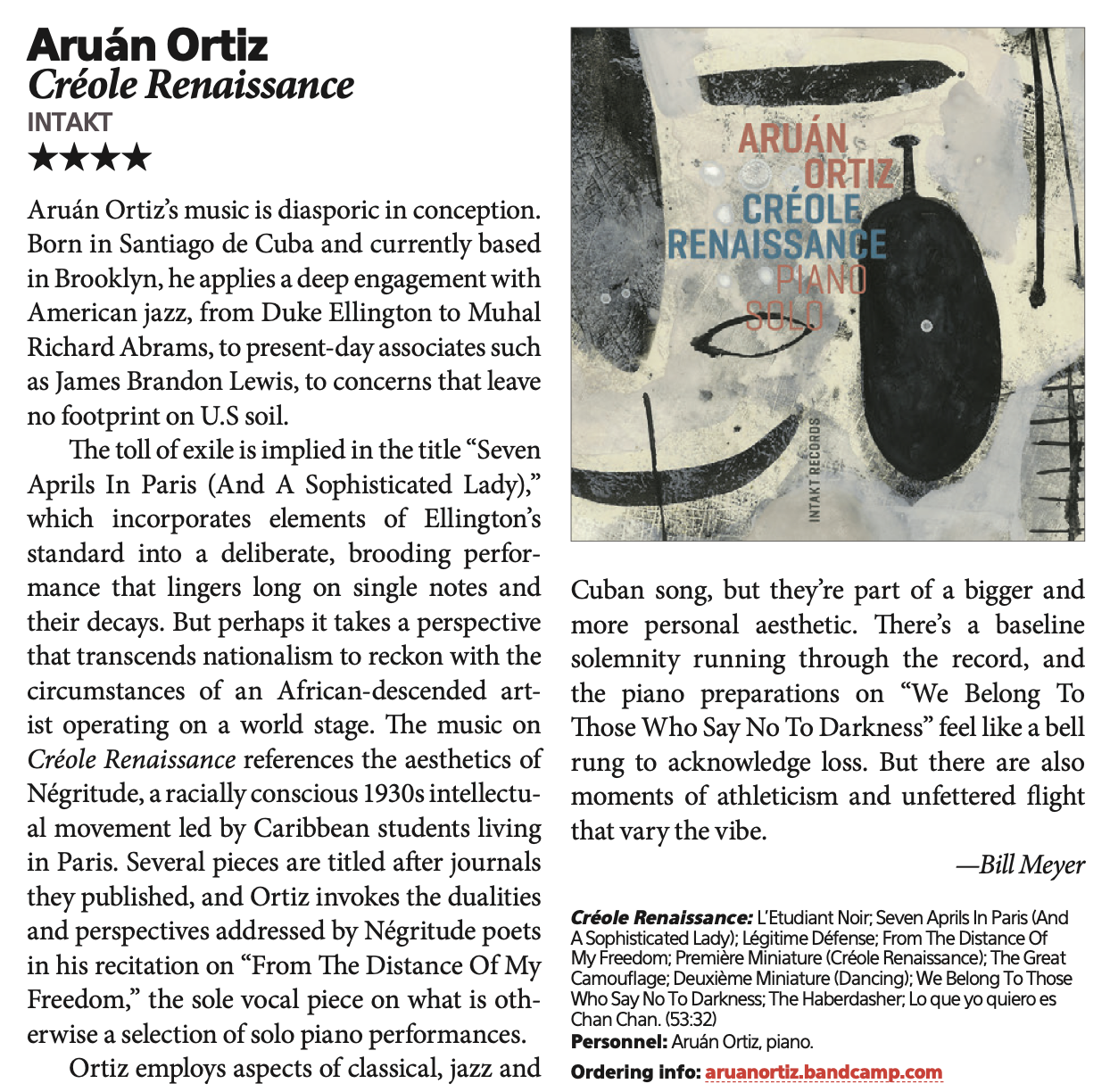 Creole Renaissance: ★★★★ from Downbeat magazine