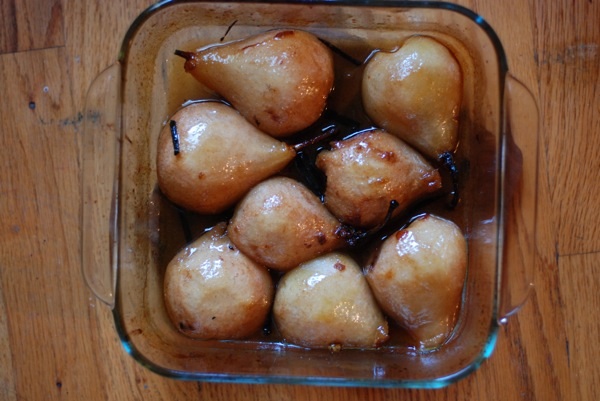 halfway cooked pears