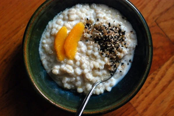 Barley Porridge with Orange and Black Sesame