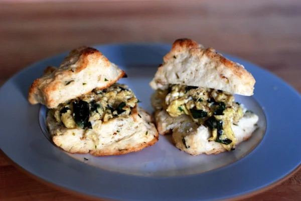 Ramps 'n' Eggs Biscuit Sandwiches