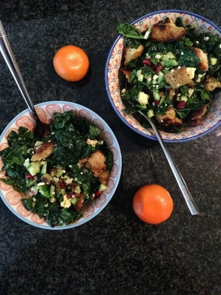 Big Kale Salad with Pomegranate and Feta