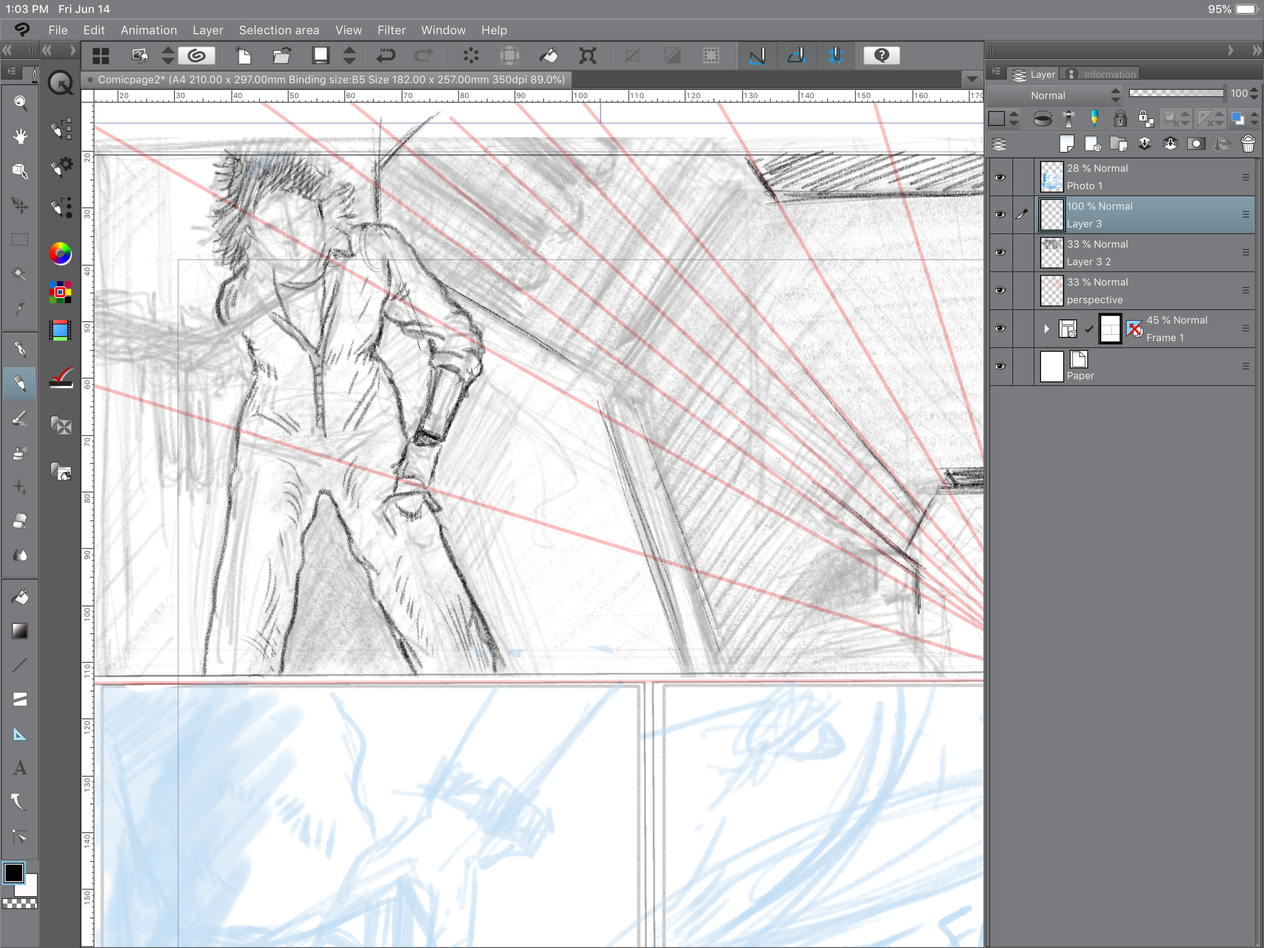 The second page with the perspective grid tool used. So handy!