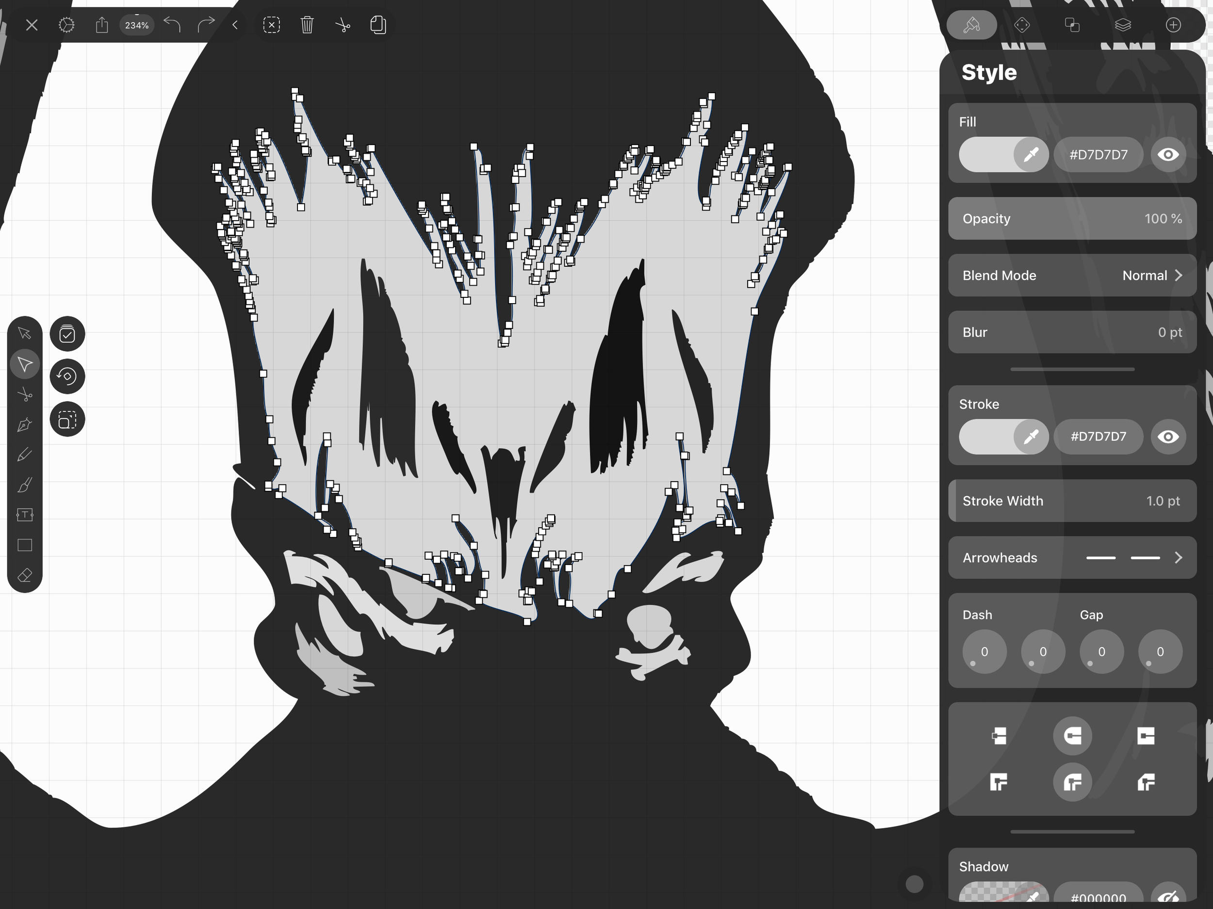 The vector nodes seen here proves that Vectornator’s trace tool definitely works!