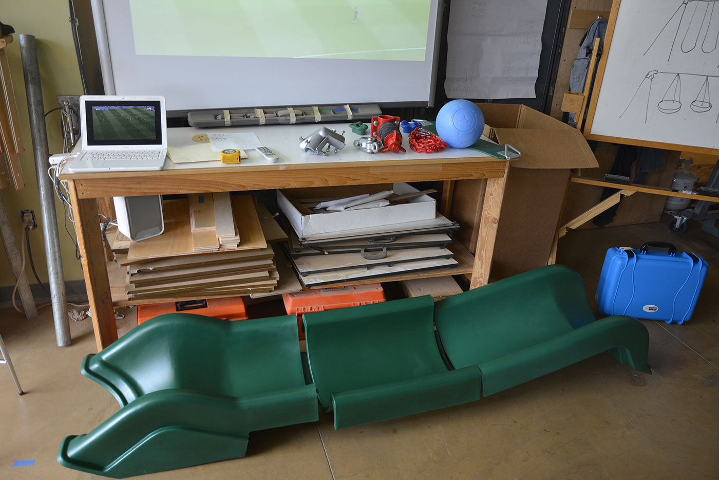 Some of the playground parts going with us.