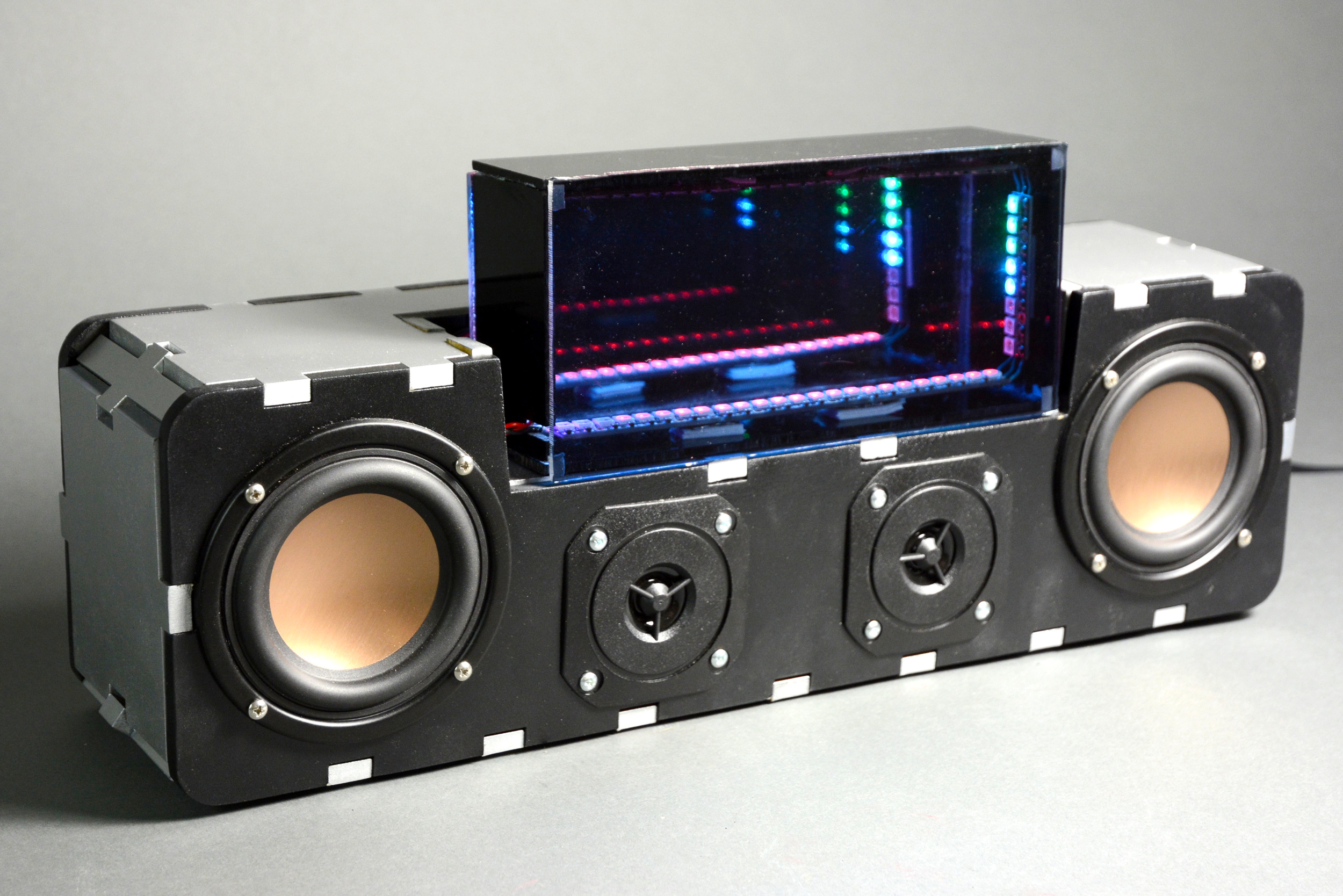 Isaac: with custom milled circuit board, with LED frequency visualizer, and bluetooth