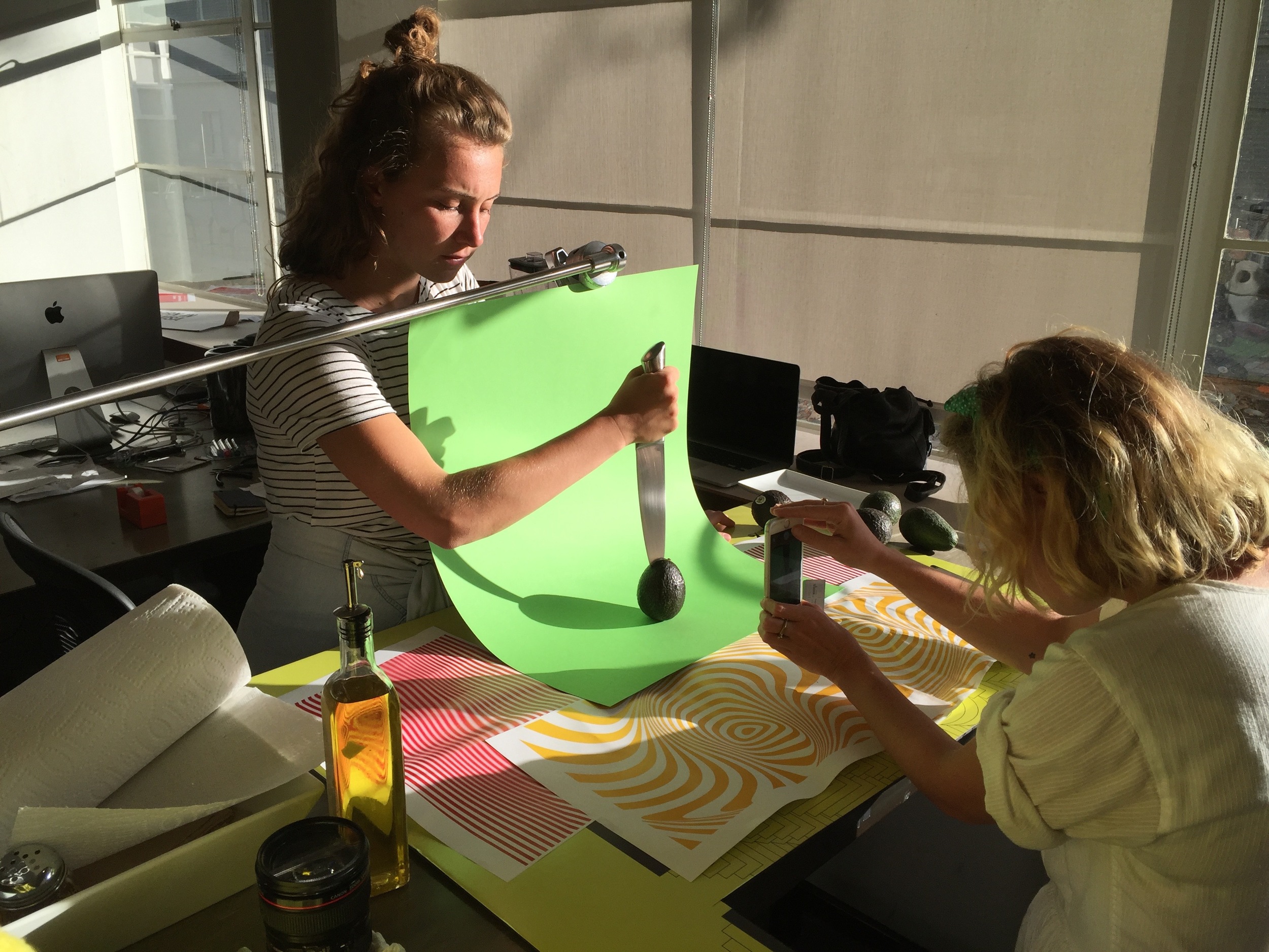 Maria and Sara working on some test "food porn" sets.