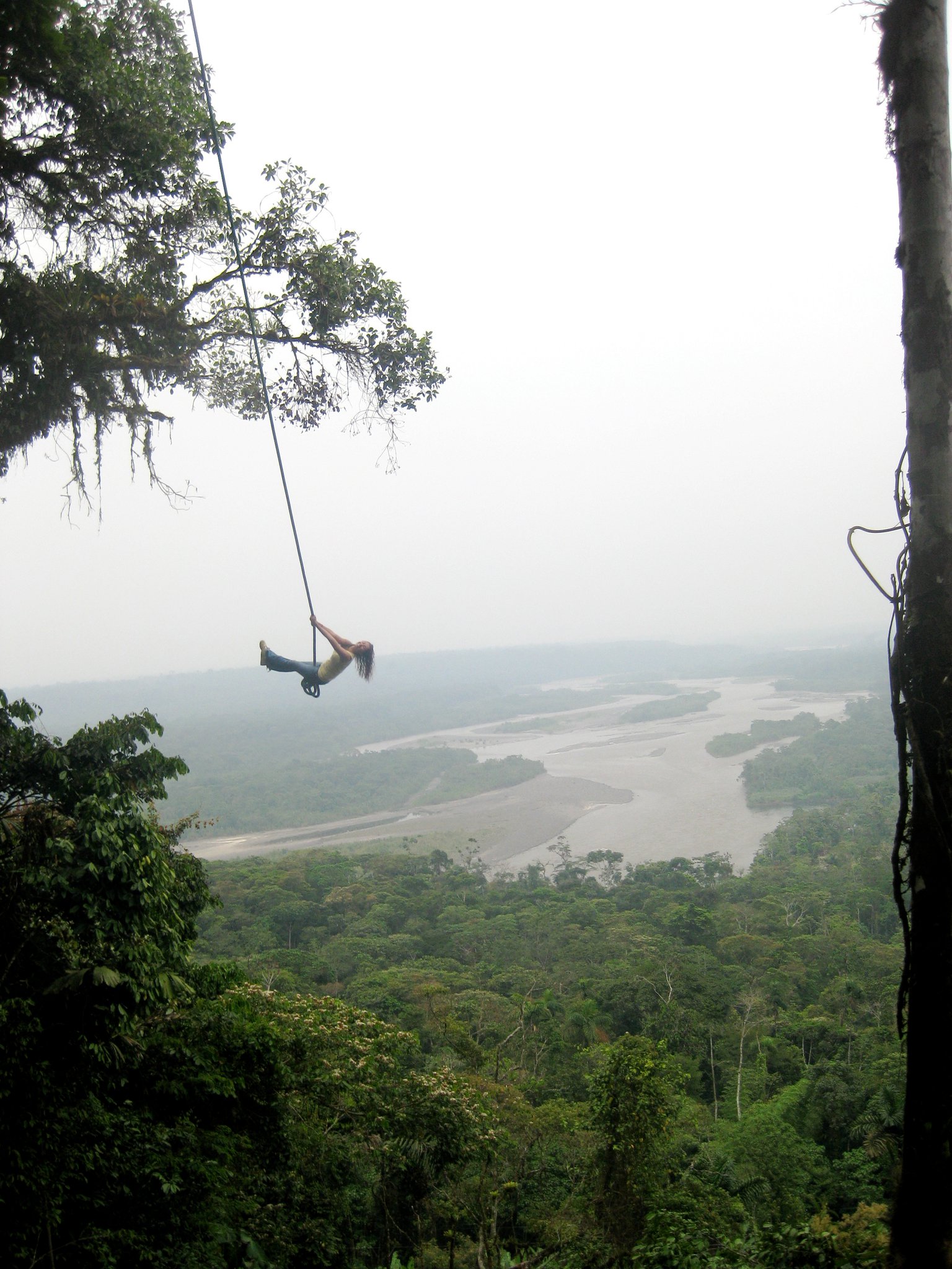Dr. Nikki swinging over the Amazon Rainforest, 2009