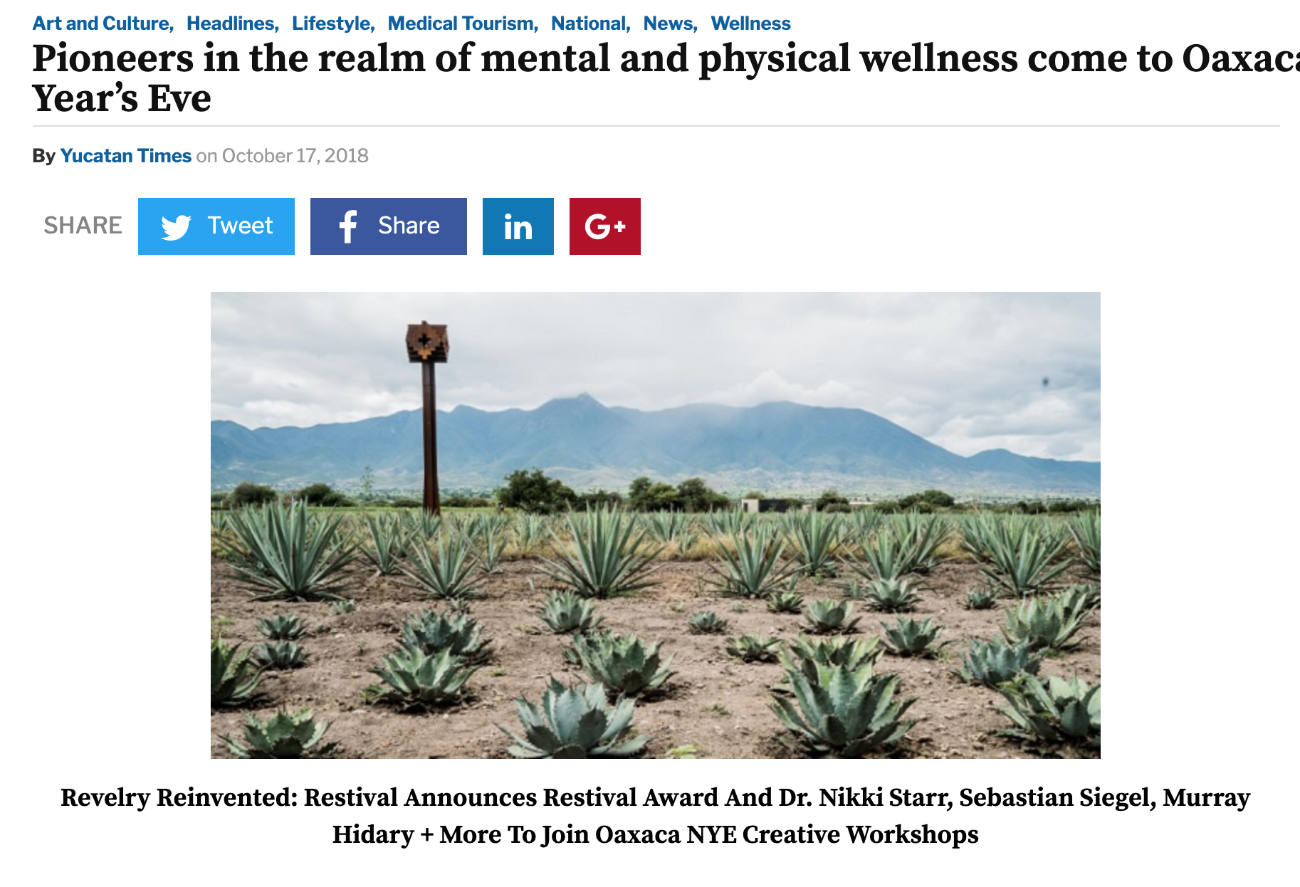 Restival is thrilled to announce their first round of programming which will bring pioneers in the realm of mental and physical wellness to Oaxaca this New Year’s Eve. Consistently showcasing world-renowned speakers, artists, teachers, artisans, alchemists and performers, this is just the beginning as Restival will soon unveil additional programming alongside a musical lineup for their first ever New Year’s Eve party .