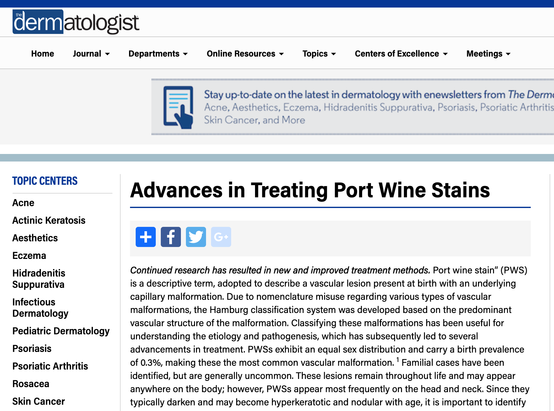2010 Advances in Treating Port Wine Stains