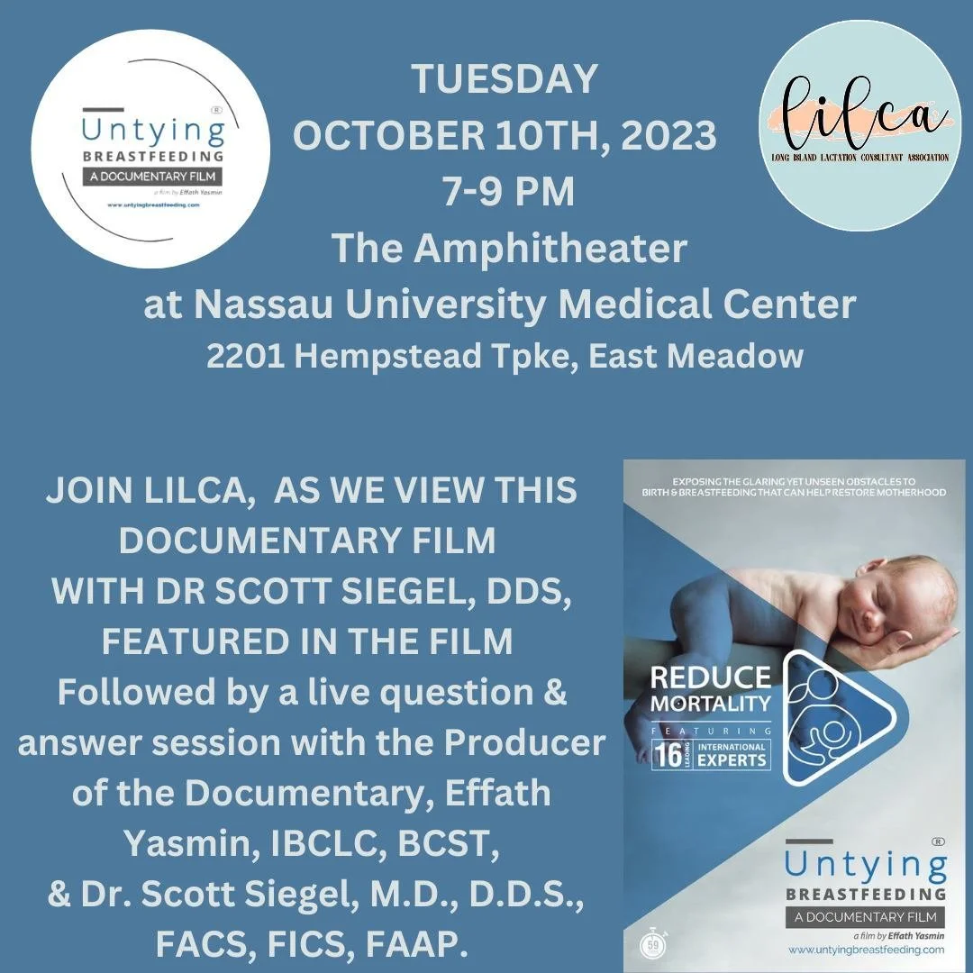10/10.23 - UNTYING BREASTFEEDING THE DOCUMENTARY FILM - Nassau County Medical Center Amphitheater
Join us in person in the Amphitheater at
Nassau University Medical Center
in East Meadow
FREE Screening of The Documentary Film
"Untying Breastfeed
