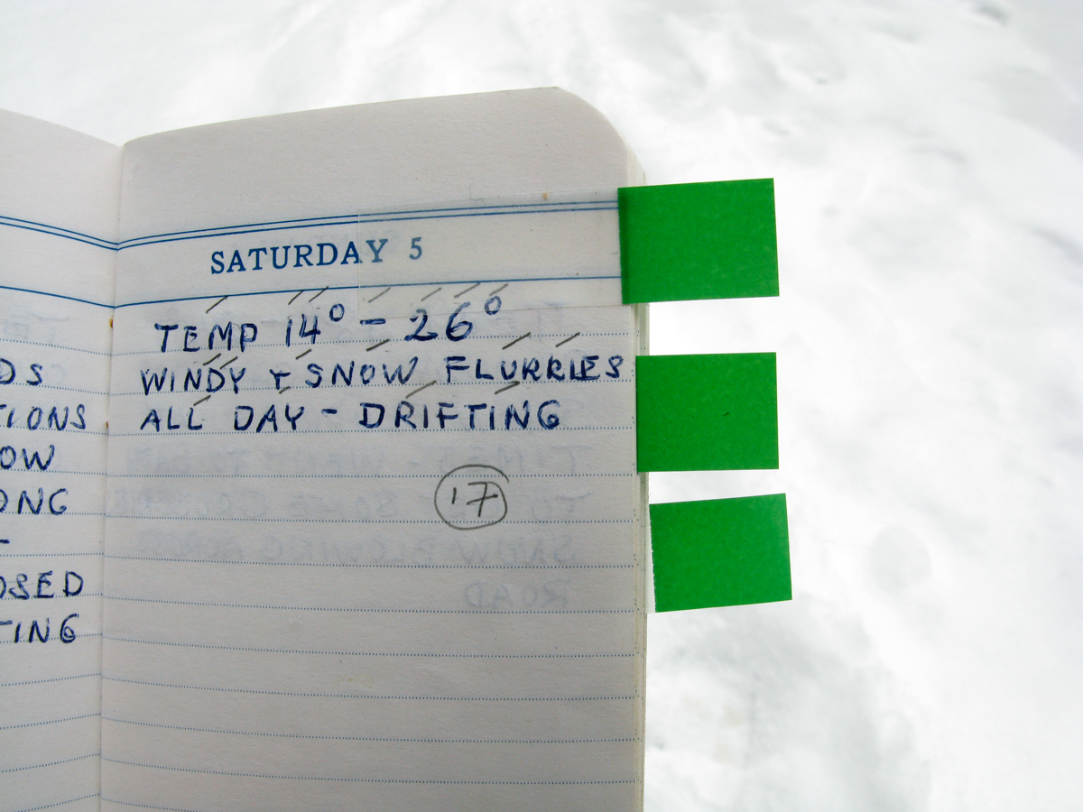   Example of accidental Haiku poem "Drifting" in the diary  