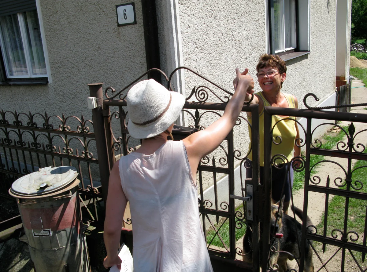 Lenka meeting the villagers of Lenka, Slovakia