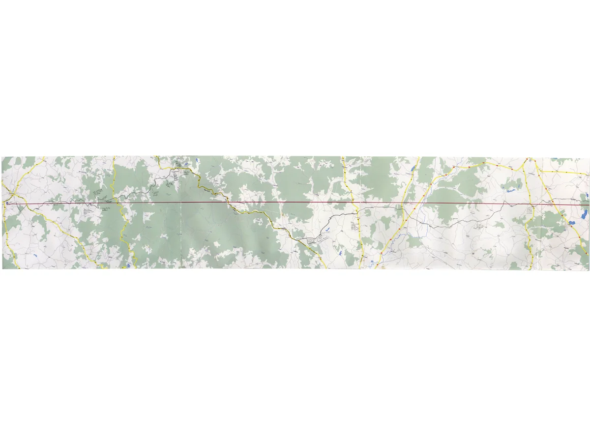 one of the 28 daily maps made by James price detailing the straight-line-route