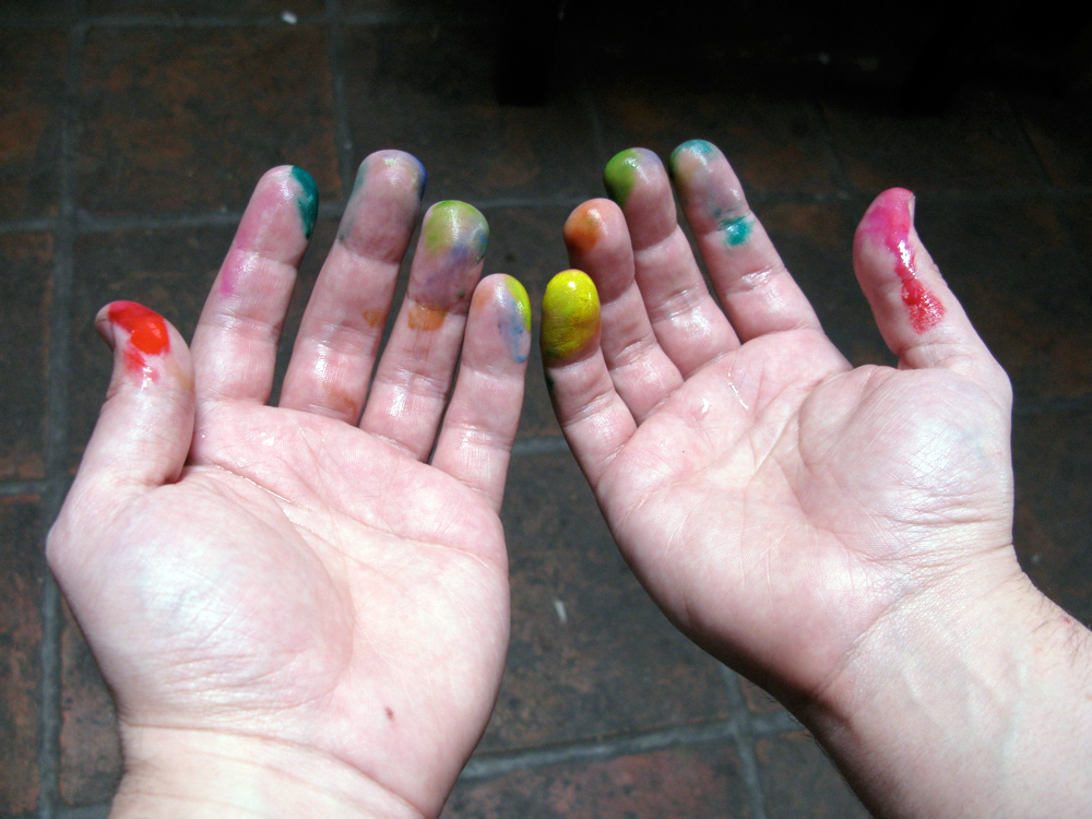  In Northern Ireland we painted our fingers before going out. In case anyone asked what we were doing there we planned to say "watercolour painting". 