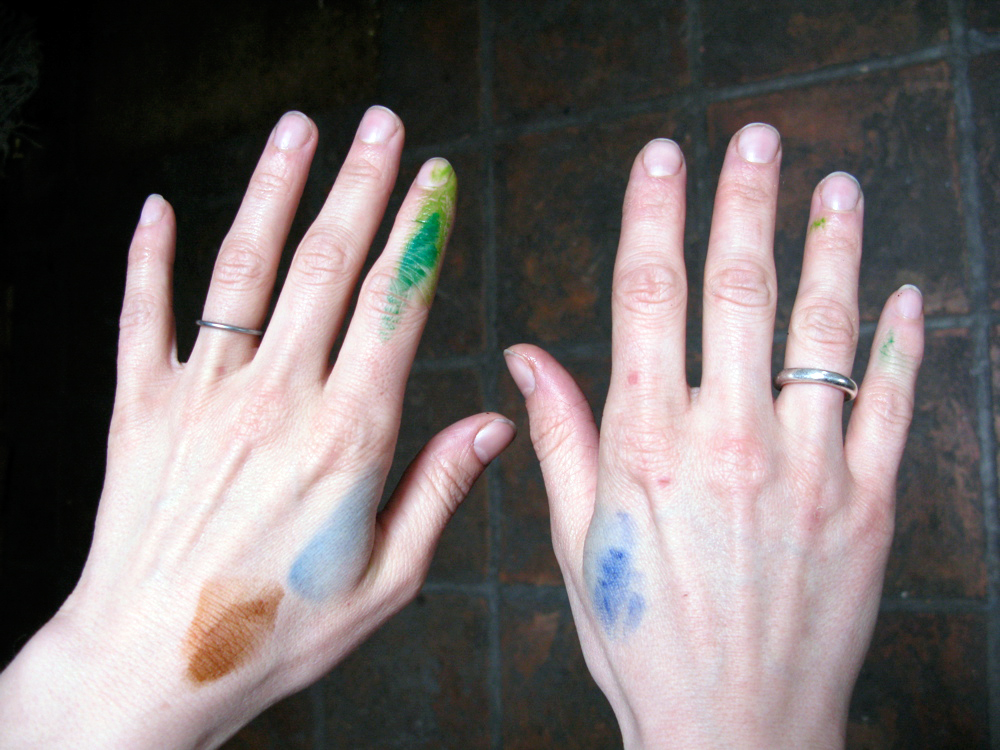  In Northern Ireland we painted our fingers before going out. In case anyone asked what we were doing there we planned to say "watercolour painting". 