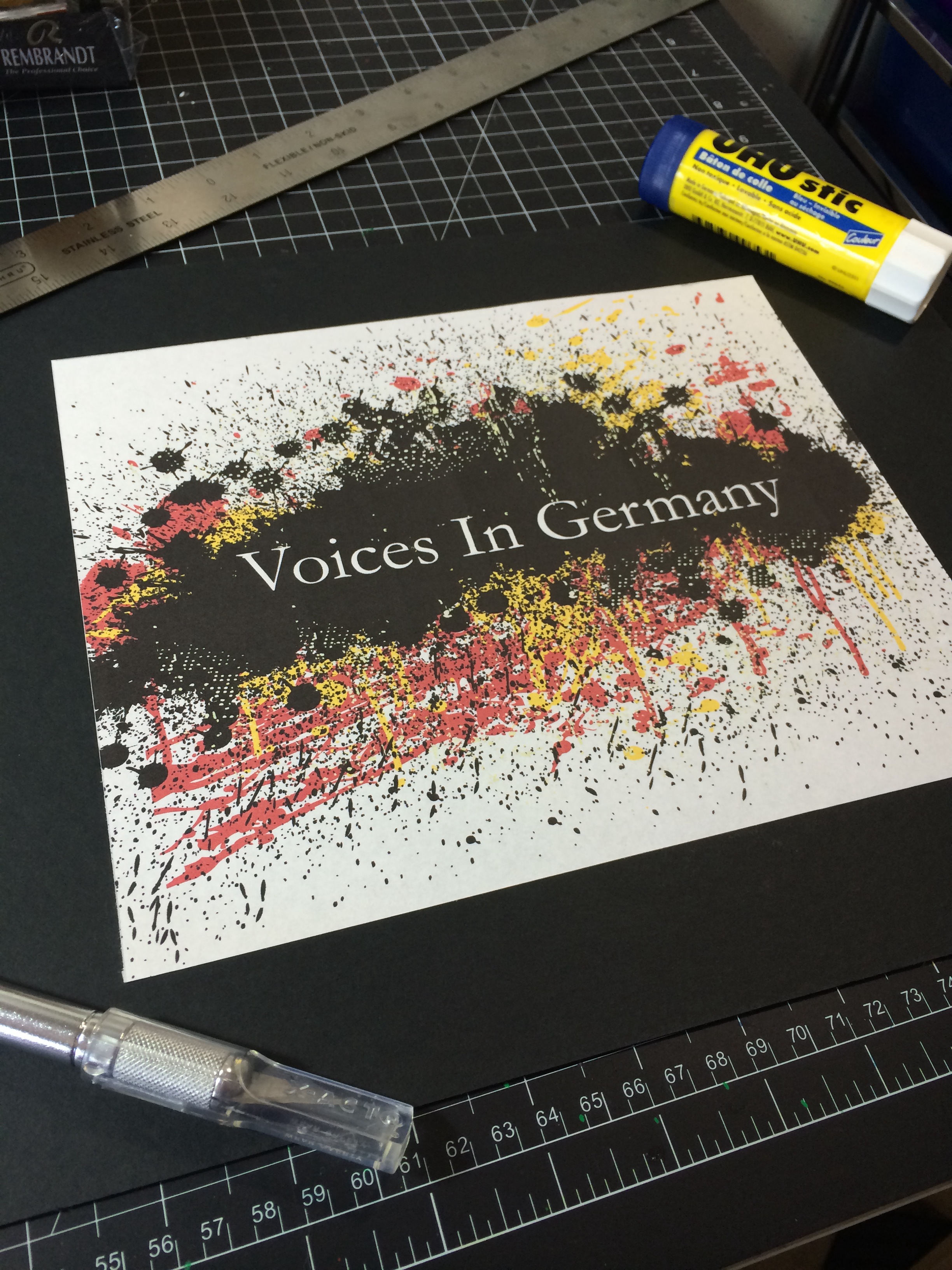 I think Garamond type is appropriate. at least it's not Helvetica. this is a rough of the cover design mounted on black matt board. 