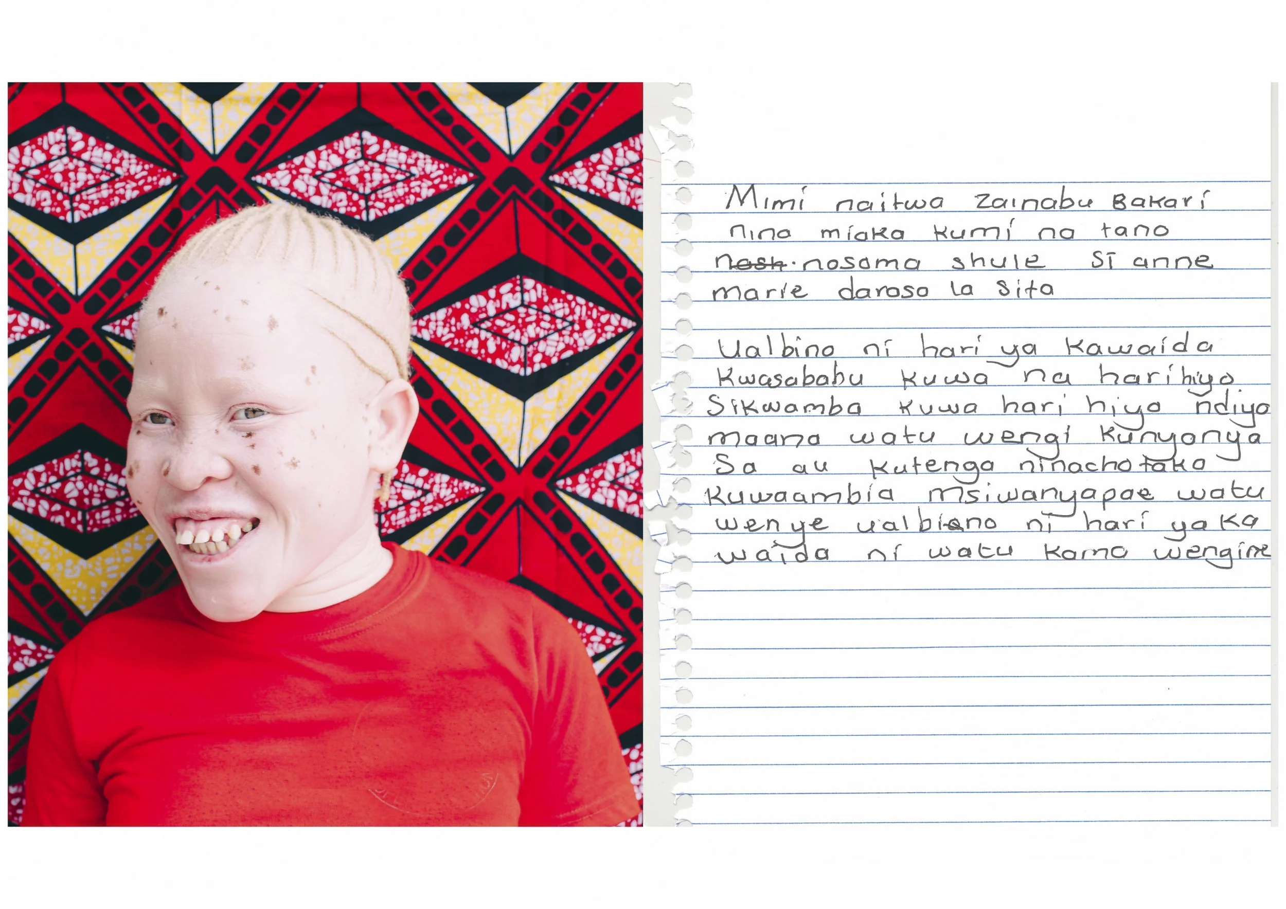 My name is Zainabu Bakari. I am 15 years old. I am in Standard 6 at St. Anne Marie. Albinism is a normal condition because to have albinism is not a ticket to be discriminated or isolated. What I want to tell society is that, don't stigmatize people with albinism, it is a normal condition, we are normal people like everybody else. 