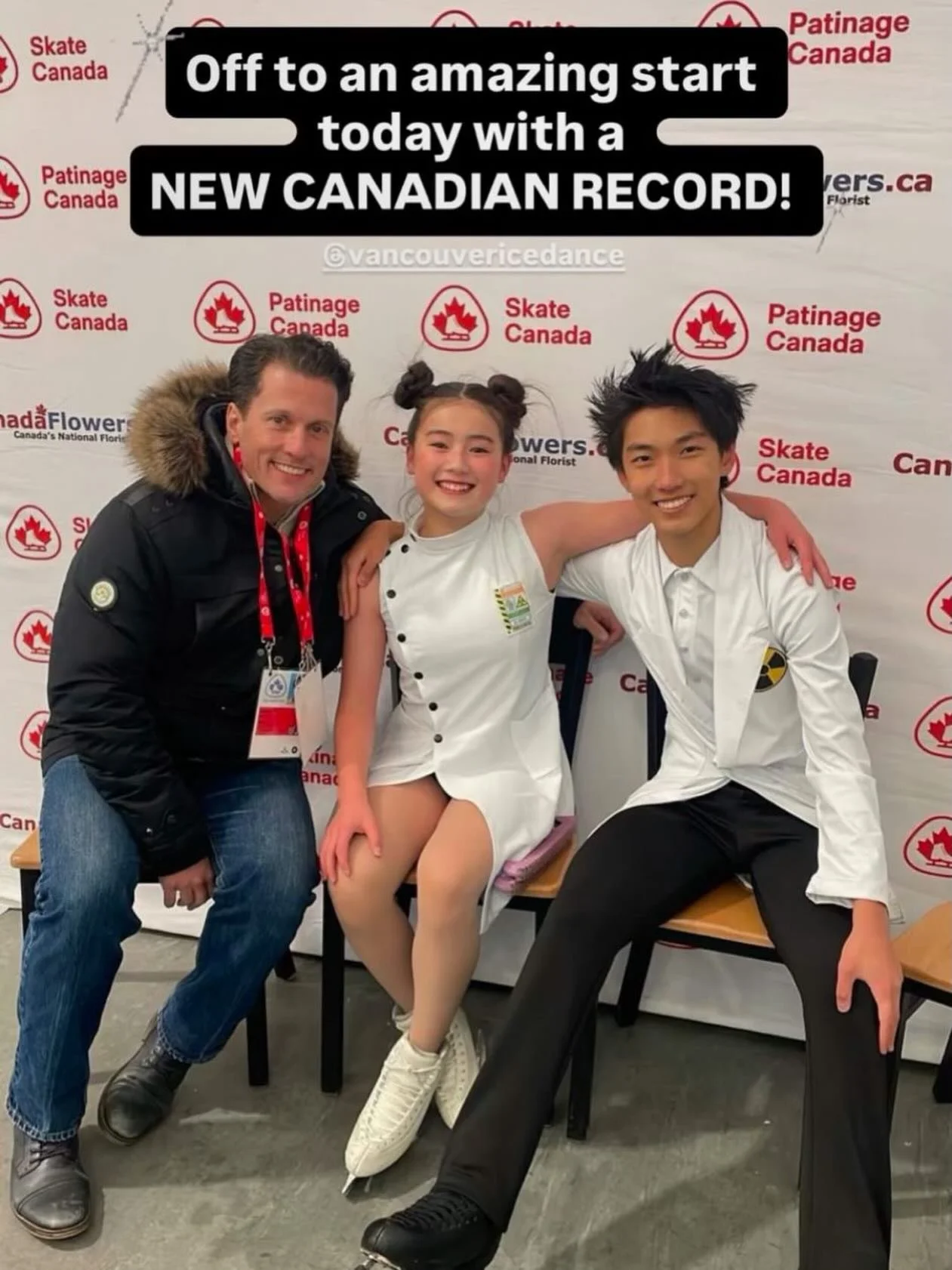 Congrats Ella and Alex on winning the Pre-Novice Canadian Championships and setting a new Canadian record 😀#vancouvericedance