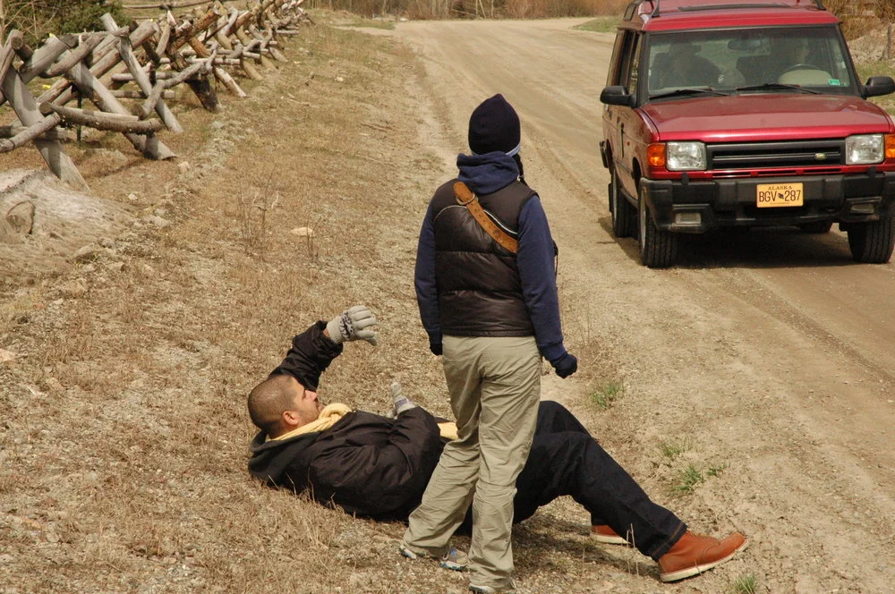 Matt Boatright-Simon and Tarin Anderson framing up a shot on location in Telluride, CO